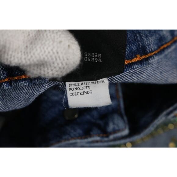 Fubu Jeans Womens 9/10 Denim Jeweled Rhinestone Cropped Y2K Vintage Hong Kong - Picture 5 of 10